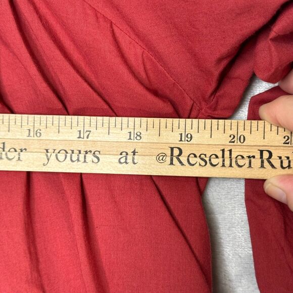 Milie Resort Charlie Top Womens XS Clay Red V Neck Balloon Sleeve Cotton Boho - Picture 8 of 10